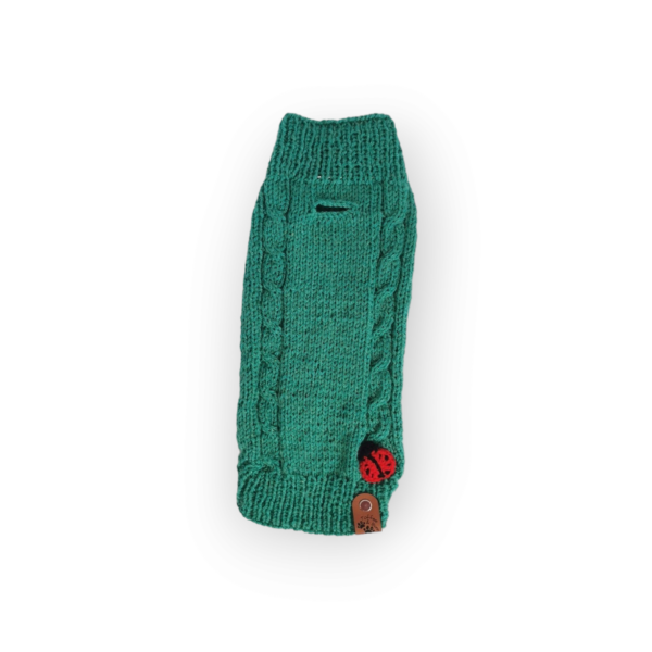 Strickpullover für kleine Hunde | Petrol mit Marienkäfer