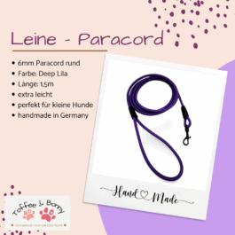 Hundeleine aus 6mm Paracord 1,5 Meter Deep Lila XXS Mini