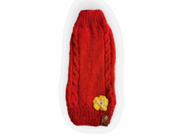 Strickpullover für kleine Hunde | Rot mit Blume