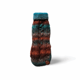 Strickpullover - Zopfmuster RL 28| Braun-Türkis