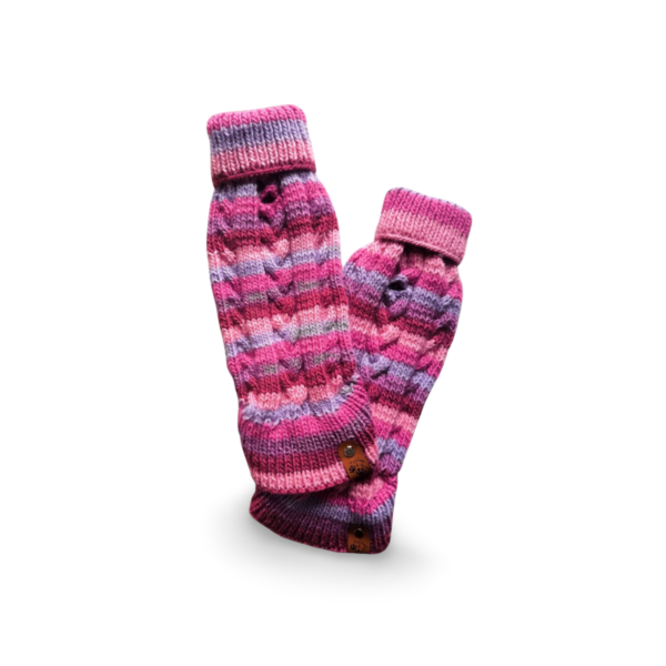 Strickpullover mit Rollkragen | violett/rosa mit Zopfmuster für Mädels | RL28
