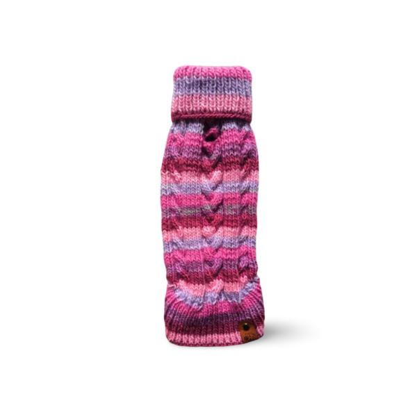 Strickpullover mit Rollkragen | violett/rosa mit Zopfmuster für Mädels | RL28 – Bild 2