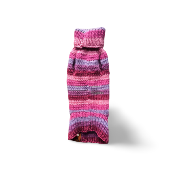 Strickpullover mit Rollkragen | violett/rosa mit Zopfmuster für Mädels | RL28 – Bild 5