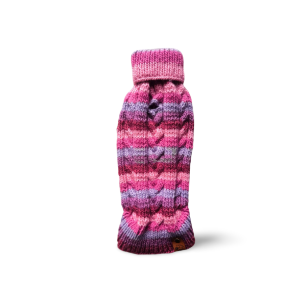 Strickpullover mit Rollkragen | violett/rosa mit Zopfmuster für Mädels | RL28 – Bild 4