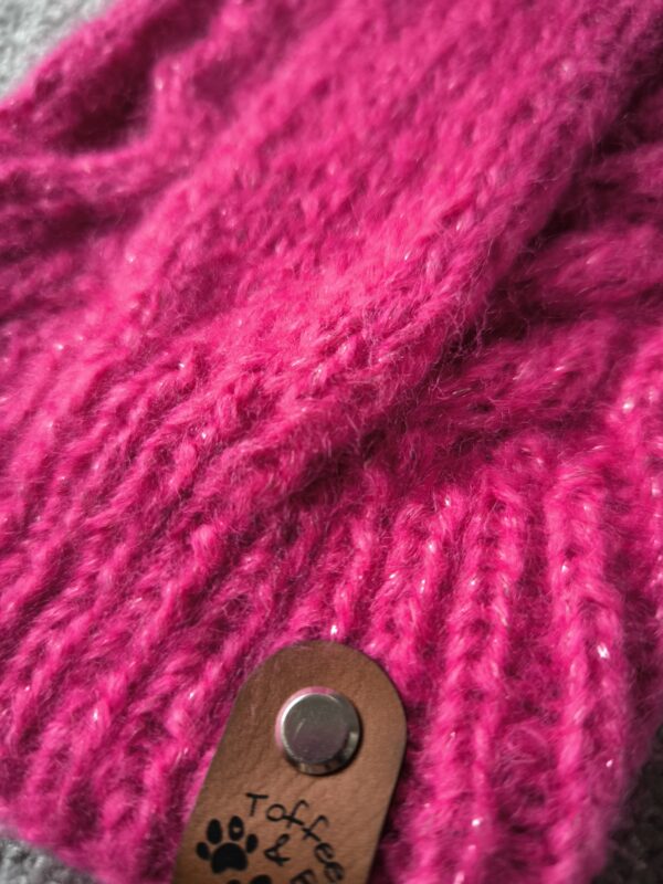 Strickpullover mit Rollkragen | glitzer-pink mit Zopfmuster für Mädels | RL31 | Y-Geschirr – Bild 3