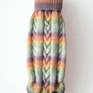 Strickpullover mit Rollkragen | Pastell mit Zopfmuster für Mädels | RL28/29 | Geschirrloch