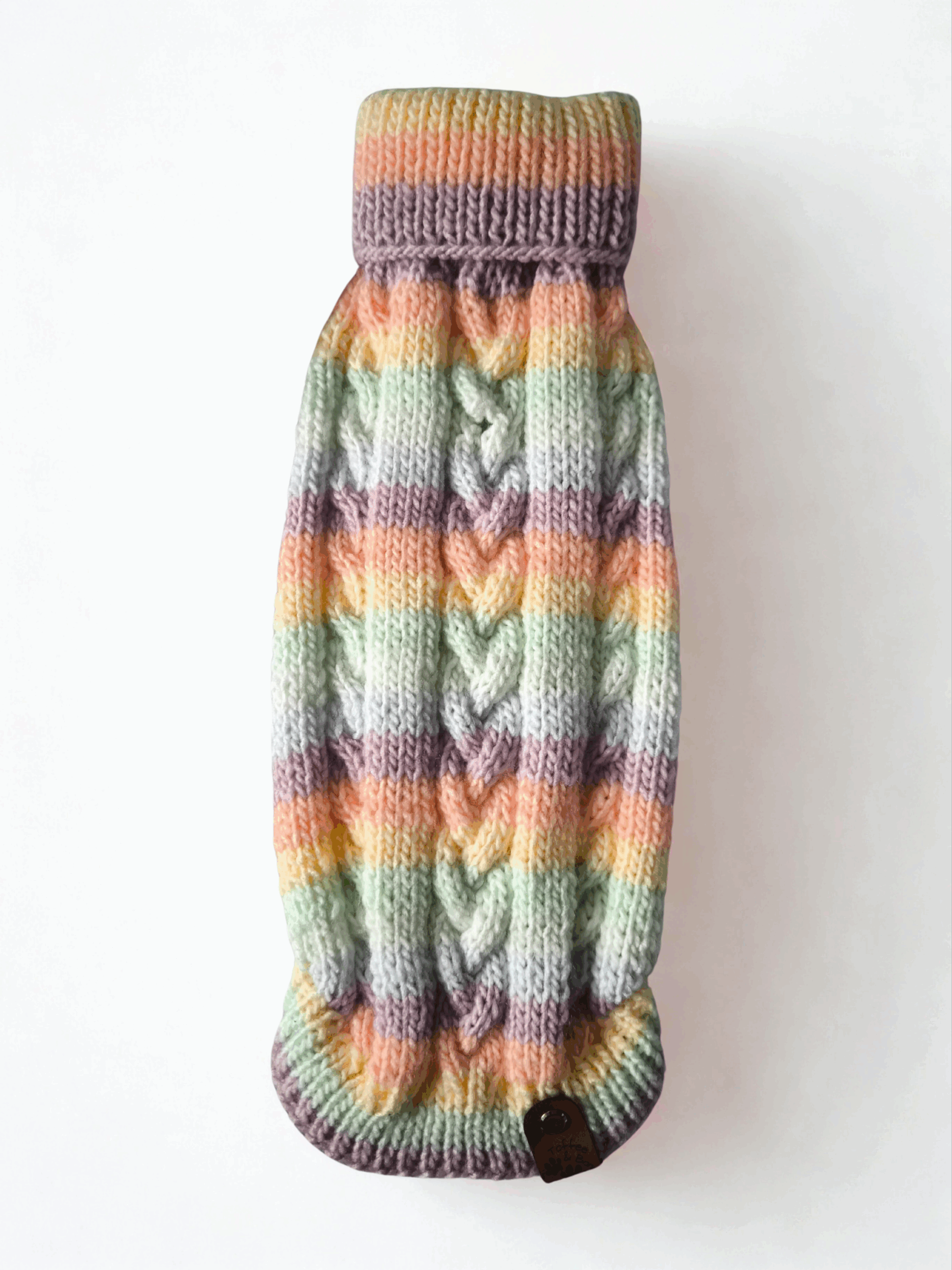 Strickpullover mit Rollkragen | Pastell mit Zopfmuster für Mädels | RL28/29 | Geschirrloch