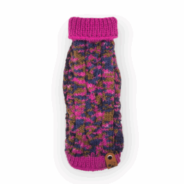 Strickpullover mit Rollkragen | pink/blau mit Zopfmuster – tailliert | RL24