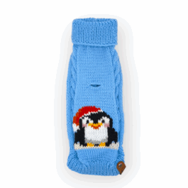 Strickpullover mit Rollkragen | weihnachtlich Pinguin für Mädels | RL 29 mit Y-Geschirrloch