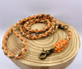 Hundeleine Paracord geflochten| 2m verstellbar - orange/tan/sand