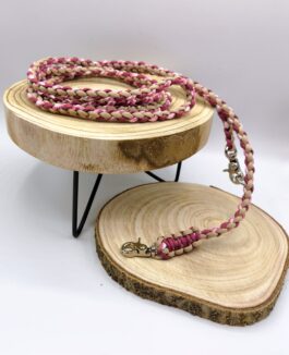 Hundeleine Paracord geflochten| 2m verstellbar - weinrot, tan, rosagemustert