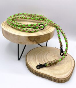 Hundeleine Paracord geflochten| 2m verstellbar - neon grün/tan/sand