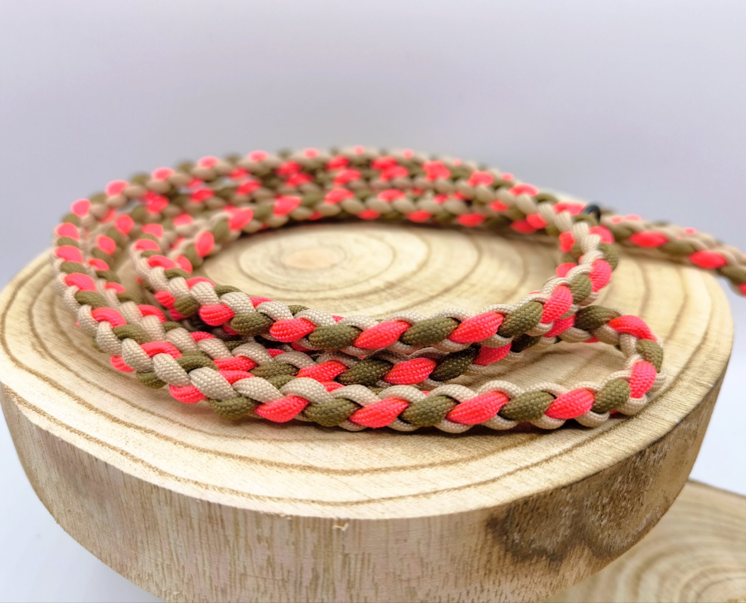Hundeleine Paracord geflochten| 2m verstellbar - pink/tan/sand – Bild 2