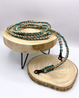 Hundeleine Paracord geflochten| 2m verstellbar - petrol/tan/sand