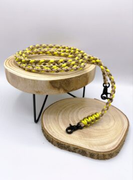 Hundeleine Paracord geflochten| 2m verstellbar - gelb/tan/sand